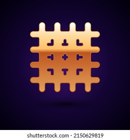 Gold Cracker biscuit icon isolated on black background. Sweet cookie.  Vector