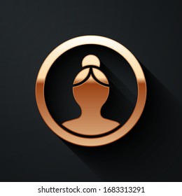 Icono de pantalla Gold Create de cuenta aislado en fondo negro. Estilo de sombra largo. Ilustración vectorial