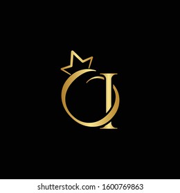 Gold creative letter I logo design template vector EPS