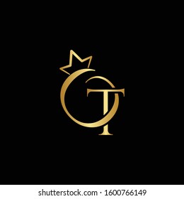 Gold creative letter T logo design template vector EPS
