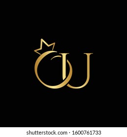 Gold creative letter U logo design template vector EPS