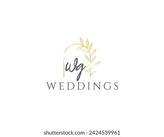 Gold Creative Letter WG Wedding Business Logo Design Template