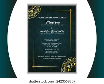 Gold Creative vector luxury  floral wedding invitation card template design