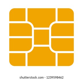 Gold credit or debit charge card emv chip flat vector icon for apps and websites