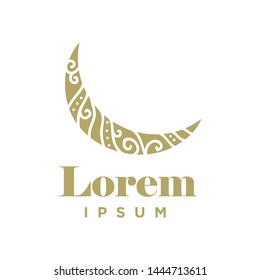 gold crescent moon. logo template