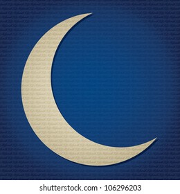 Gold crescent moon "Ramadan Kareem" (Generous Ramadan) text pattern card in vector format.