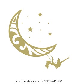 gold crescent moon swing,  logo icon