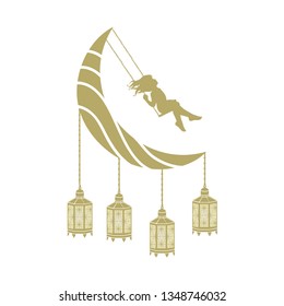 gold crescent moon swing,  logo icon