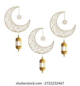 Lunas de oro con linternas y estrellas