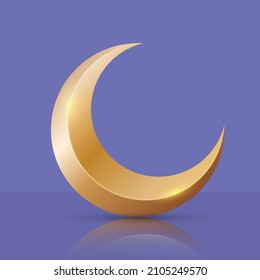 Gold crescent on purple background for Muslim holidays.