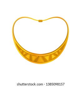 Gold crescent shaped necklace. Vector illustration on white background.