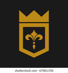 Gold crest and shield logo design template