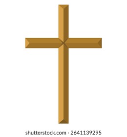 Gold cross. Golden Christian cross vector illustration