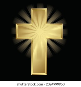 Gold cross vector image for design