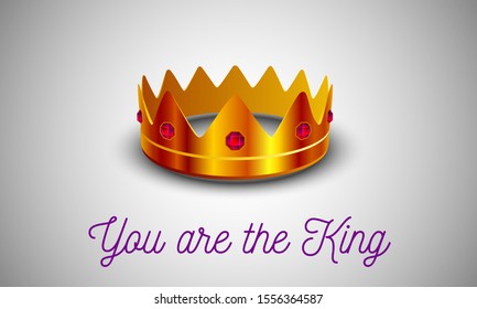 Gold crown adorned with precious stones. Design element for holidays VIP events, and casinos.