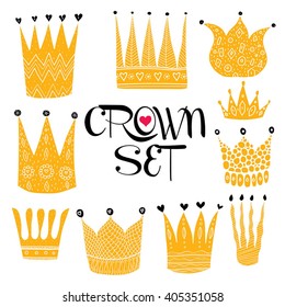 Gold crown. Amazing vector set.
