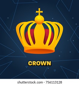 Gold crown. crown awards for winners, leadership. Royal king, queen. Luxury sign, icon of monarch or vintage coronet. Kinds of beautiful luxury. Vector illustration.