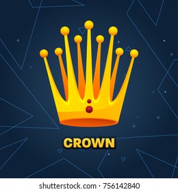 Gold crown. crown awards for winners, leadership. Royal king, queen. Luxury sign, icon of monarch or vintage coronet. Kinds of beautiful luxury. Vector illustration.