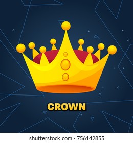 Gold crown. crown awards for winners, leadership. Royal king, queen. Luxury sign, icon of monarch or vintage coronet. Kinds of beautiful luxury. Vector illustration.