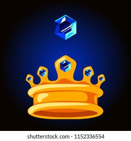 Gold crown with blue gem. Vector image