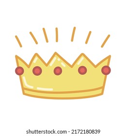 Gold crown in cartoon style. Vector illustration isolated on white background.