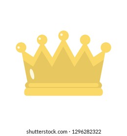 Gold crown color vector icon. Flat design