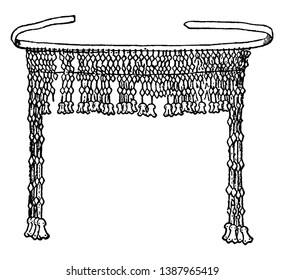 Gold Crown created by pure hammered gold cut into thin plates, vintage line drawing or engraving illustration.