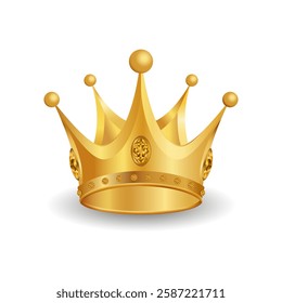 Gold crown with diamonds on a white background. Vector image.