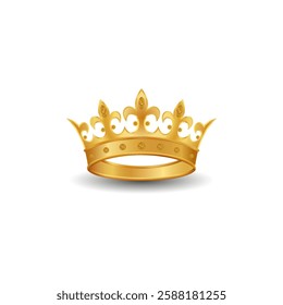 Gold crown with diamonds on a white background. Vector image.