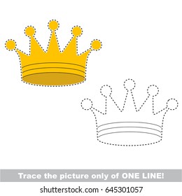 Gold Crown. Dot to dot educational game for kids. trace only of one line.