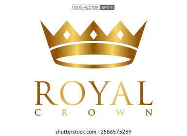 A gold crown with five points. It is yellow and has a gold color. vector template