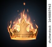Gold crown in flame illustration