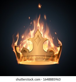Gold Crown In Flame Illustration