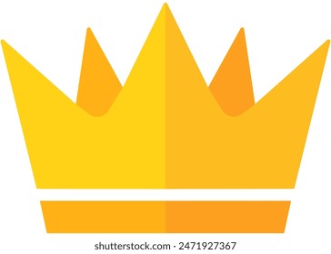 Gold crown flat icon isolated on a white background.