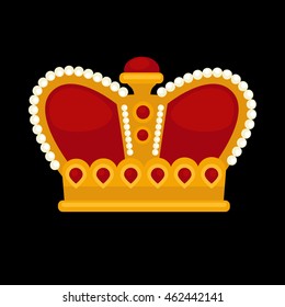 Iconos planos de la corona de oro. Ilustración aislada por vectores. Rey real o reina, corona princesa. Premios para ganadores.
