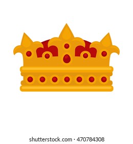Gold crown flat icons. Vector isolated Illustration. Royal king or queen, princess crown. Awards for winners.