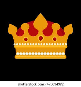 Gold crown flat icons. Vector isolated Illustration. Royal king or queen, princess crown. Awards for winners.