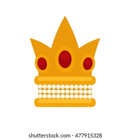 Iconos planos de la corona de oro. Ilustración aislada por vectores. Rey real o reina, corona princesa. Premios para ganadores.
