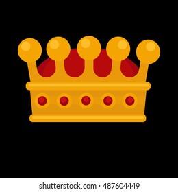 Gold crown flat icons. Vector isolated Illustration. Royal king or queen, princess crown. Awards for winners.