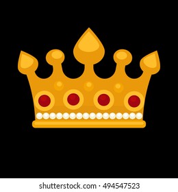 Gold crown flat icons. Vector isolated Illustration. 