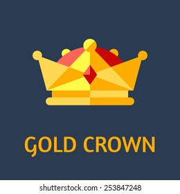 Gold Crown. Flat vector Illustration