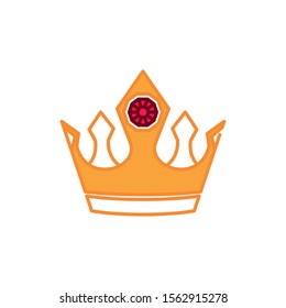 gold crown gem fantasy line fill style vector illustration