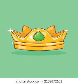 Gold Crown with Gemstone Illustration Vector