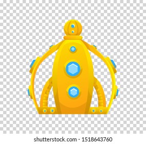 Gold crown icon. Crown awards for winners, champions, leadership. Vector isolated element for logo, label, game, hotel, an app design. Royal king, queen, princess crown.