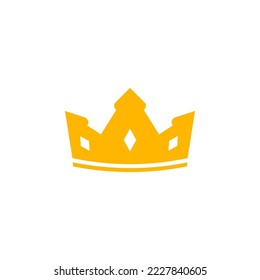 Gold crown icon. Drawing yellow heraldic diadem of royalty and power with luxury decoration in vintage medieval vector style