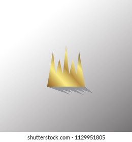 Gold Crown Icon In Flat Style with Shadow. Golden Royal Symbol Diadem with Hard Back Light. Coronation Vector Illustration