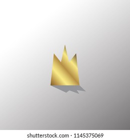 Gold Crown Icon In Flat Style with Shadow. Golden Royal Symbol Diadem with Hard Back Light. Coronation Vector Illustration