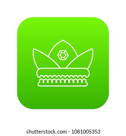 Gold crown icon green vector isolated on white background
