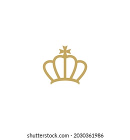 Gold crown icon isolated on white. Royal, luxury, vip, first class sign. Winner award. Monarchy, authority, power symbol.  Vector simple illustration. 