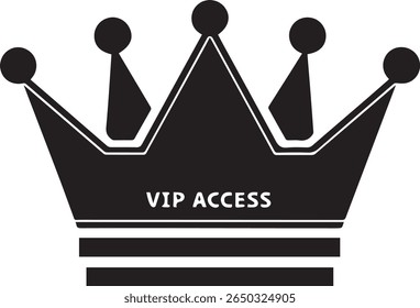 Gold Crown Icon, minimal luxury badge, royalty theme, VIP access concept, elegant black and gold logo emblem for branding and premium labels